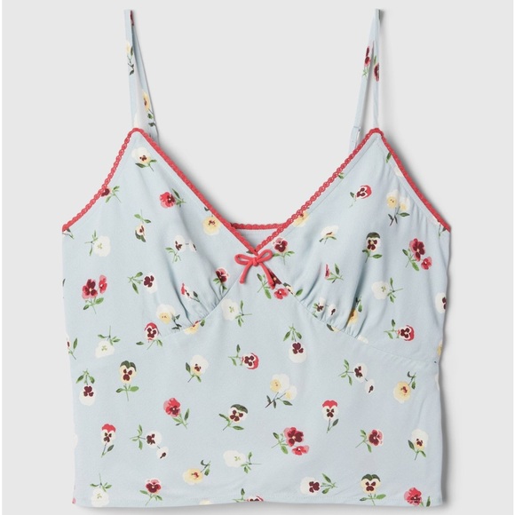 Floral Print Tank Top with Red Accents - Picture 2 of 8
